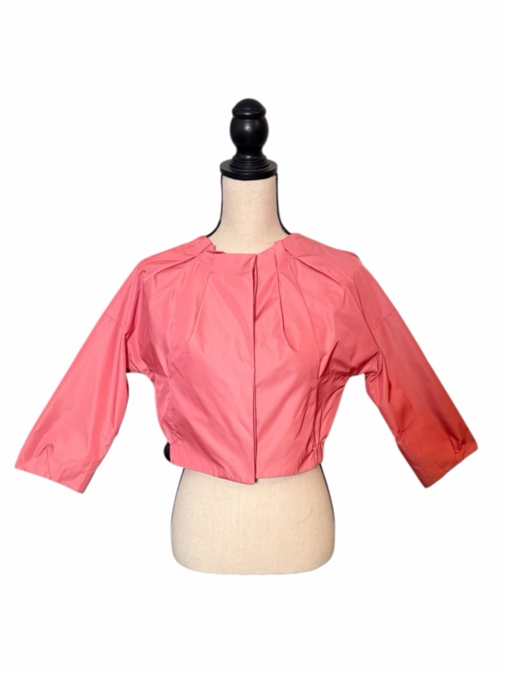 Lida Baday Coral Pink Silk-Lined Cropped Jacket Size 6